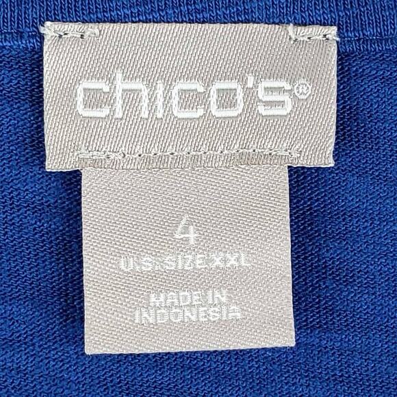 Chicos Top Shirt Women’s Size 4 US XXL Blue Cotton Popover Stretch LS - Picture 5 of 7